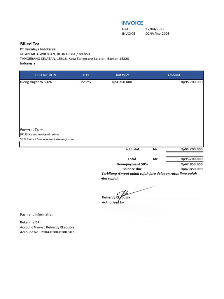Inv Dieng DP 1 | PDF