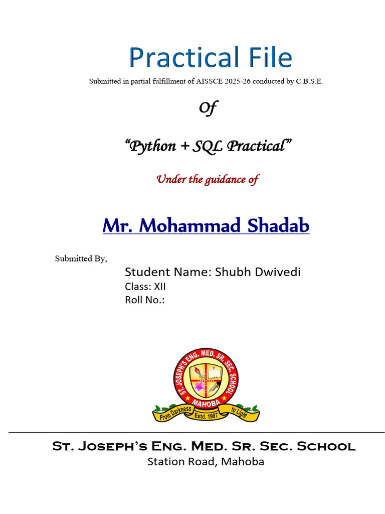 Python SQL Practical Guide 2025-26 | PDF | Sql | Data Management Software