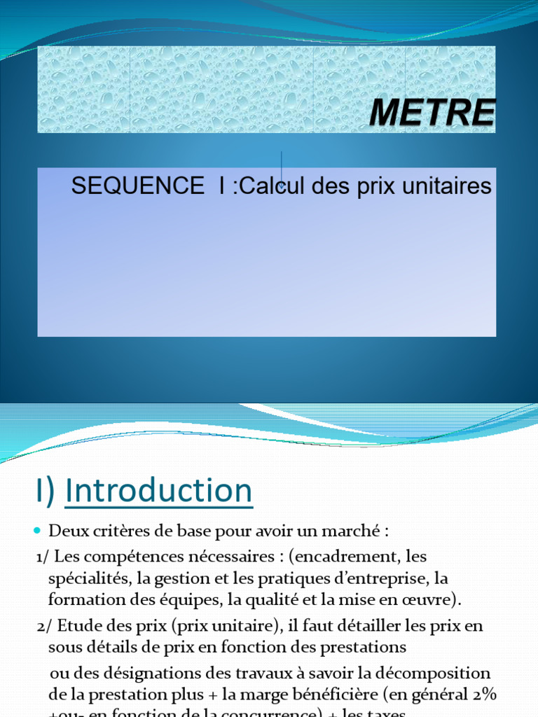 Calcul des Prix Unitaires en Chantier | PDF | Taxe sur la valeur ...