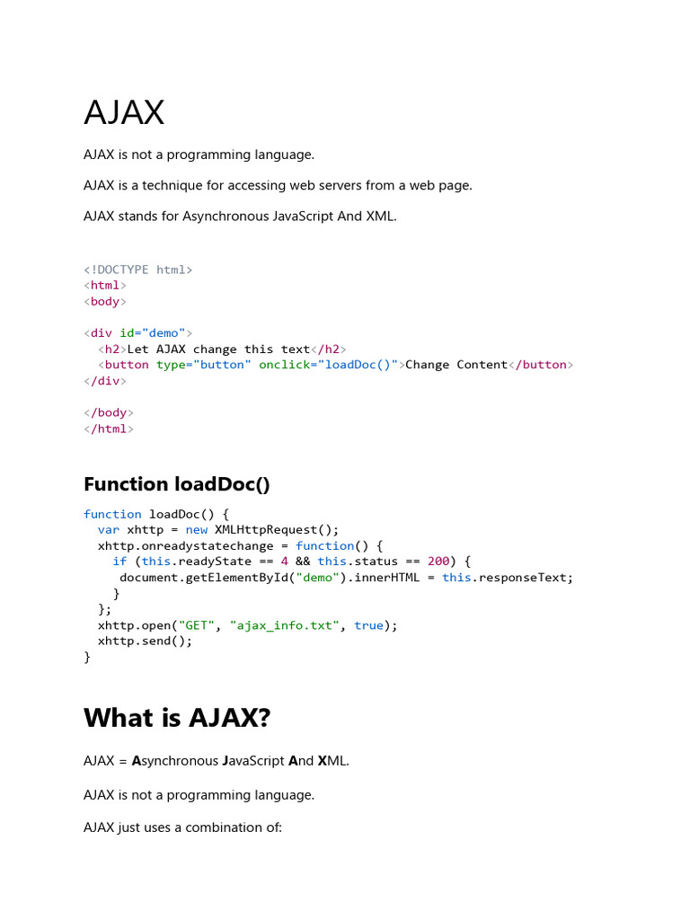 Understanding AJAX: A Web Technique | PDF