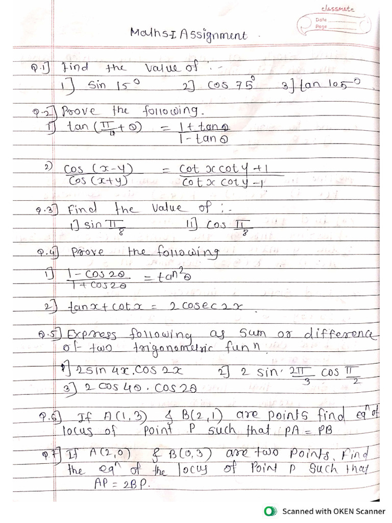 Assignment Maths1&Maths2 | PDF