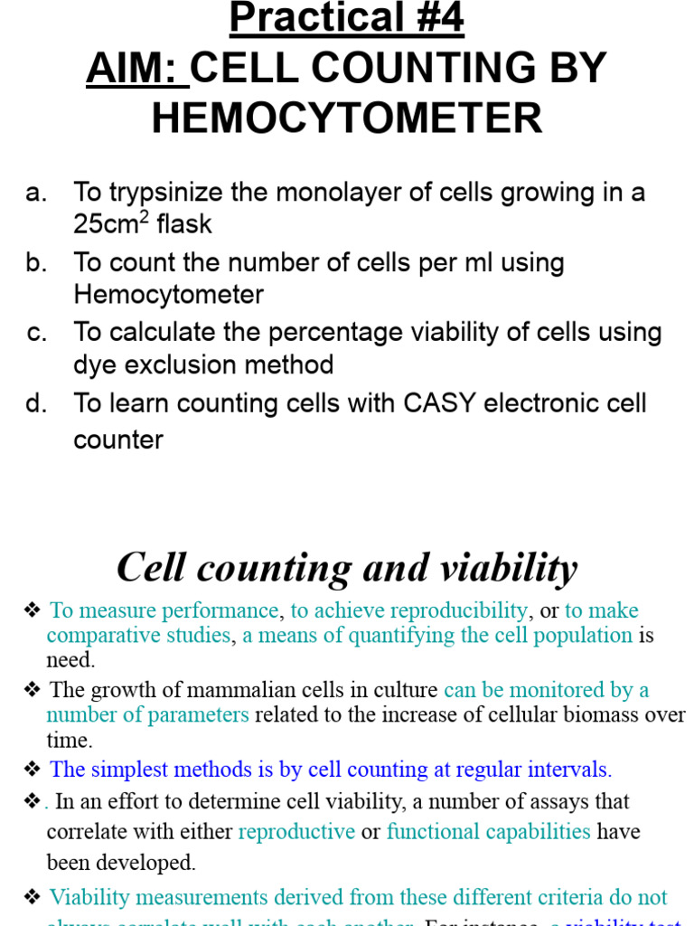 Cell Counting and Viability Using Trypan Blue Dye (Auto-Saved) | PDF ...