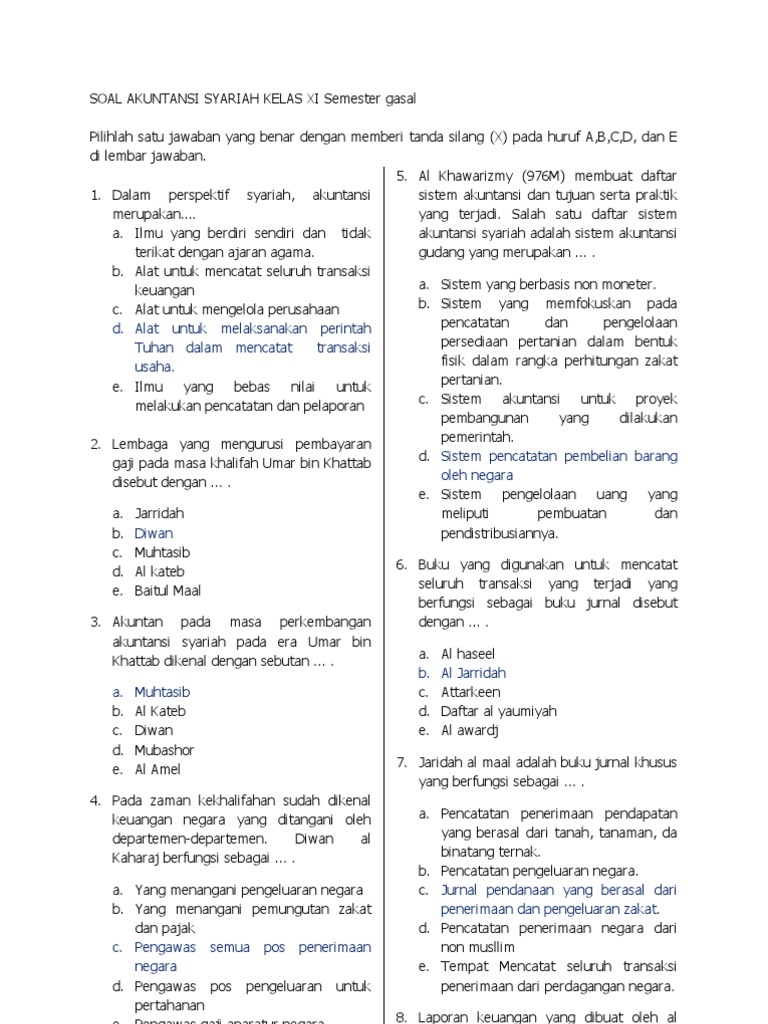 contoh soal essay perbankan syariah dan jawabannya