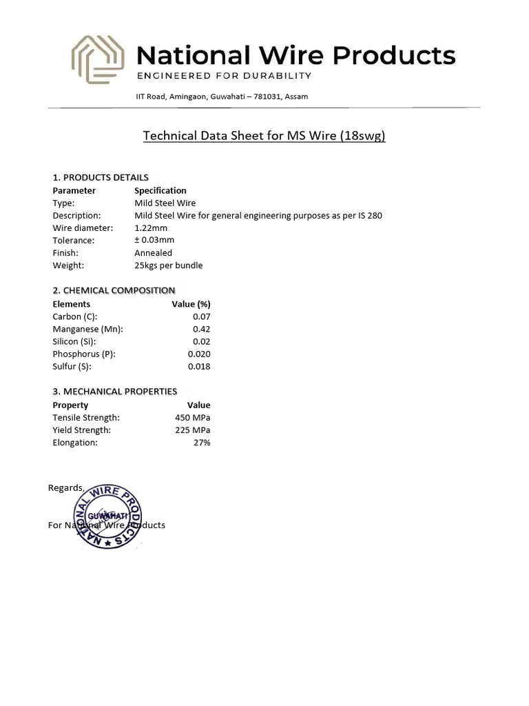 mtc of ms wire 18g | PDF