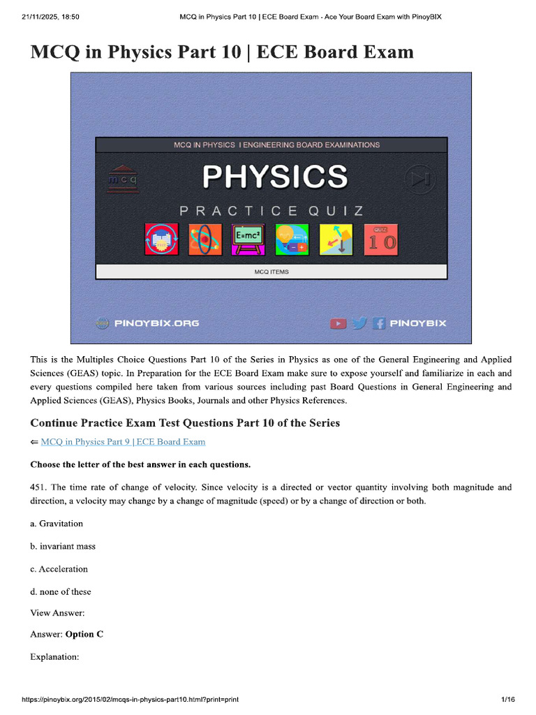 Physics Part 10 | PDF
