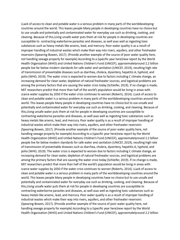 Global Water Crisis in Developing Nations | PDF | Drinking Water ...