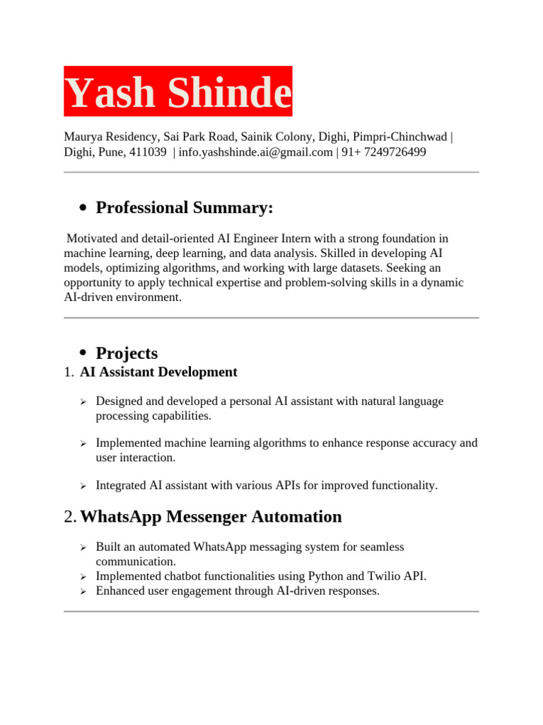 Yash Shinde | PDF