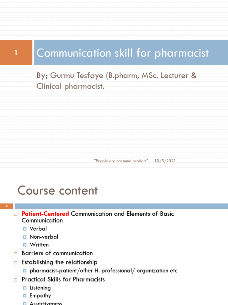 Communication in Pharmacy Practice | PDF | Nonverbal Communication ...