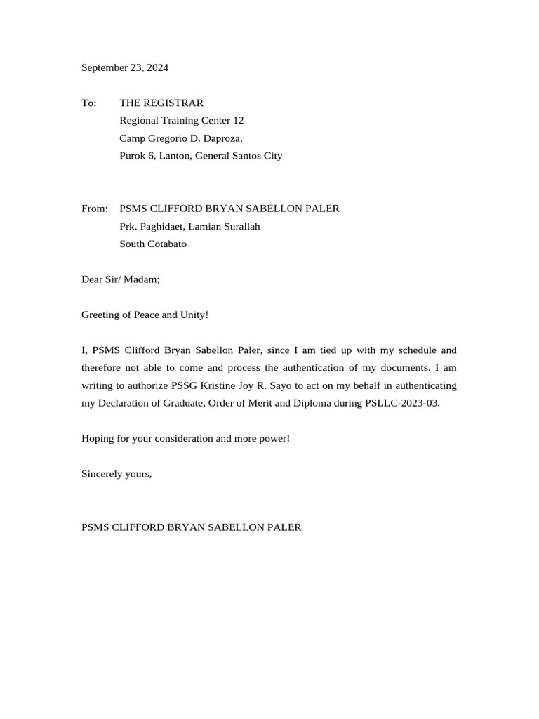 Authorization for Document Authentication | PDF