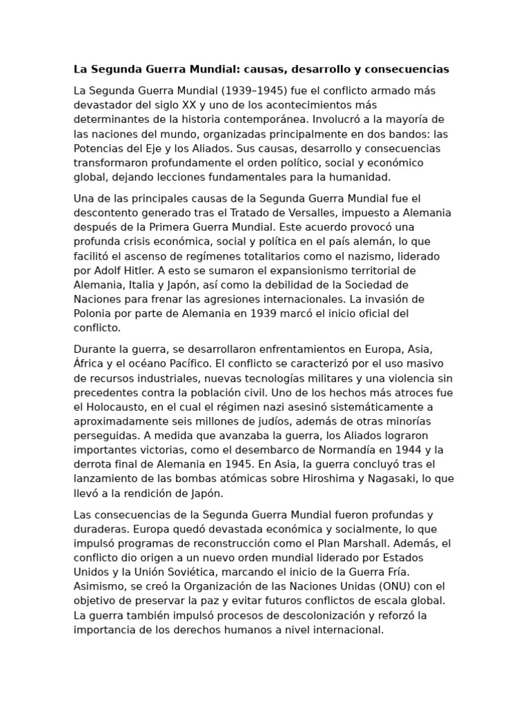 Causas y Consecuencias de la WWII | PDF | Segunda Guerra Mundial ...