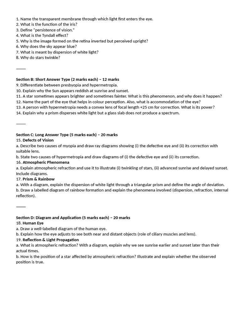 Light and Vision: Key Concepts Explained | PDF