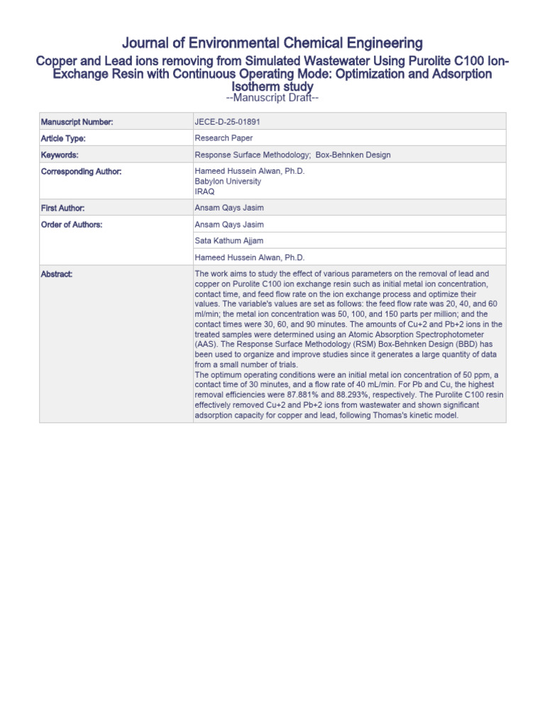 Jece D 25 01891 LLLLLLLLLLLLL | PDF | Ion Exchange | Lead