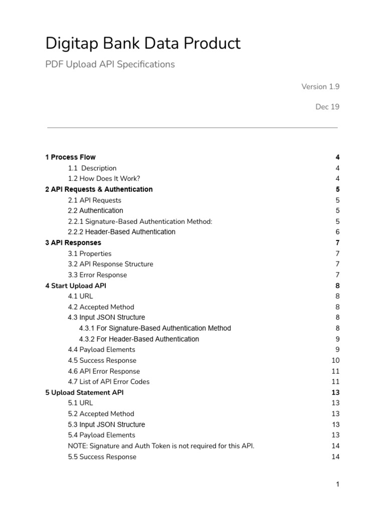 Digitap Bank Data PDF Upload API Guide | PDF | Authentication | Computing