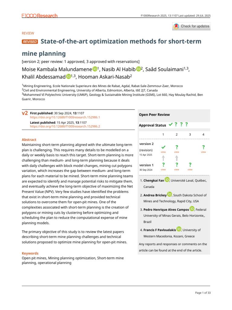 Short-Term Mine Planning Optimization | PDF | Cluster Analysis ...