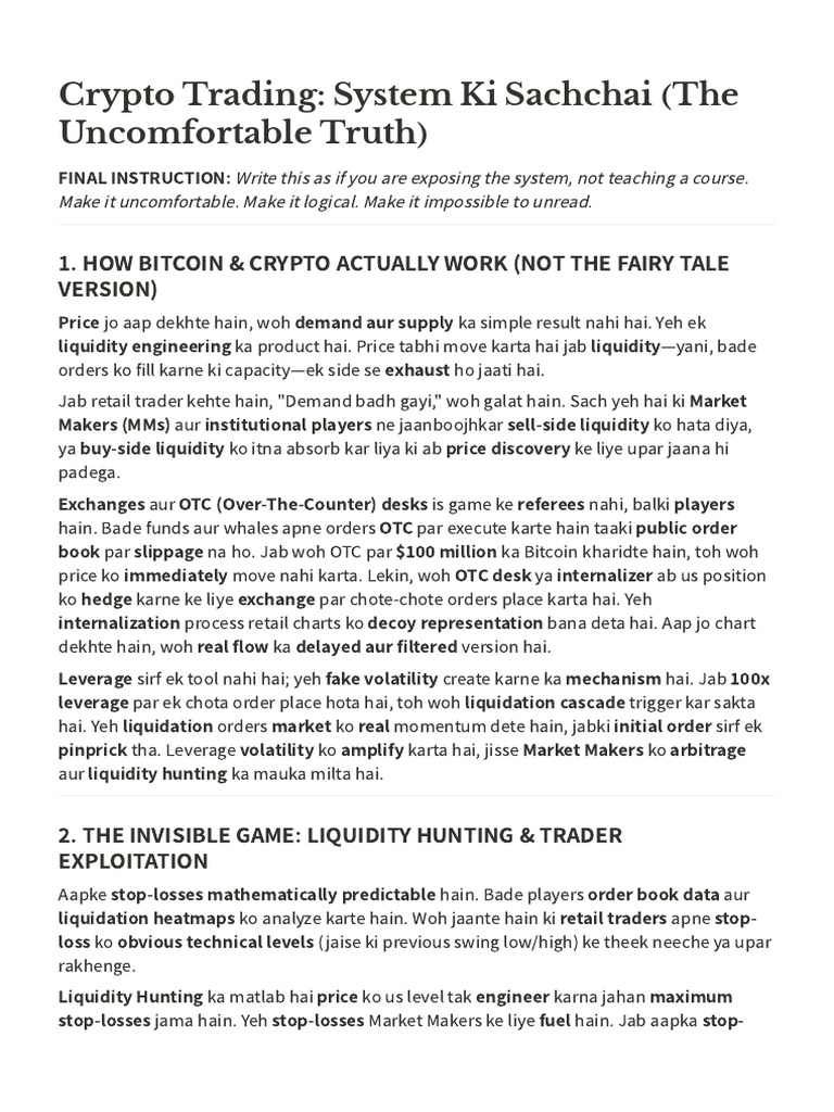 Crypto Trading System Ki Sachchai (The Uncomforta | PDF | Economies |  Financial Economics