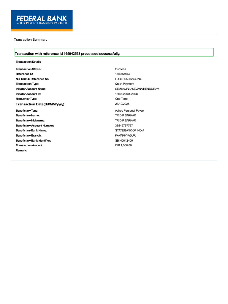 Successful Quick Payment Transaction | PDF