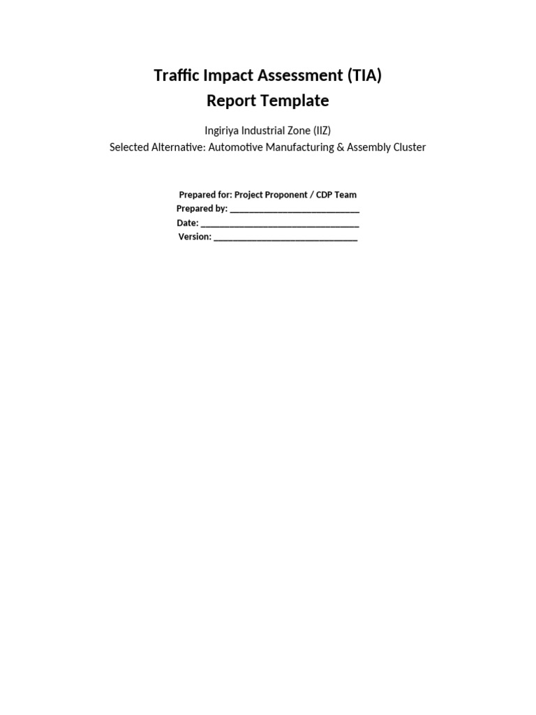 Traffic Impact Assessment for IIZ Project | PDF | Traffic | Road
