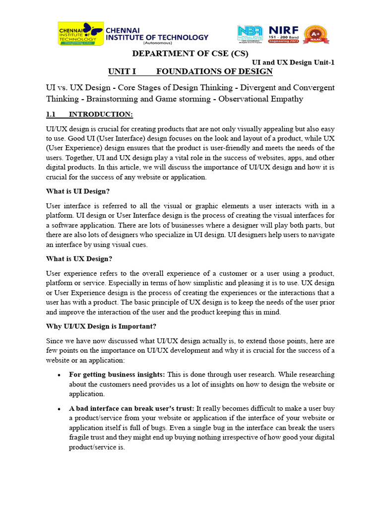 Uiux Notes Pdf Brainstorming User Interface Design