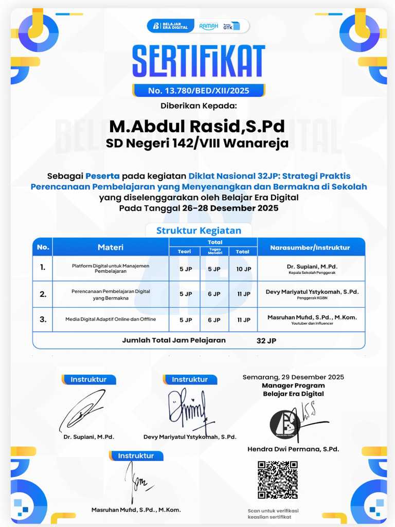 Sertifikat M.abdul Rasid, S.pd-1 | PDF
