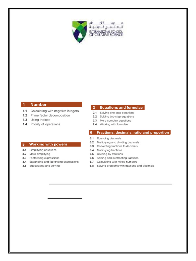 Year 8 Mathematics Revision Pack | PDF