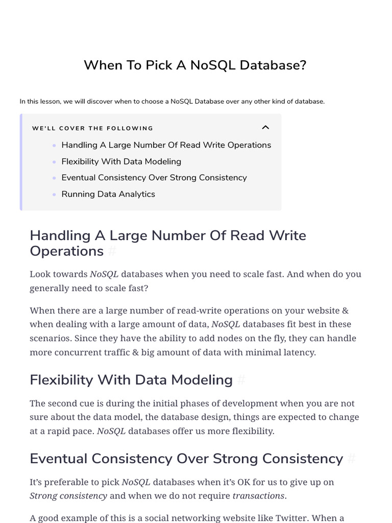 Choosing NoSQL Databases Explained | PDF | No Sql | Databases
