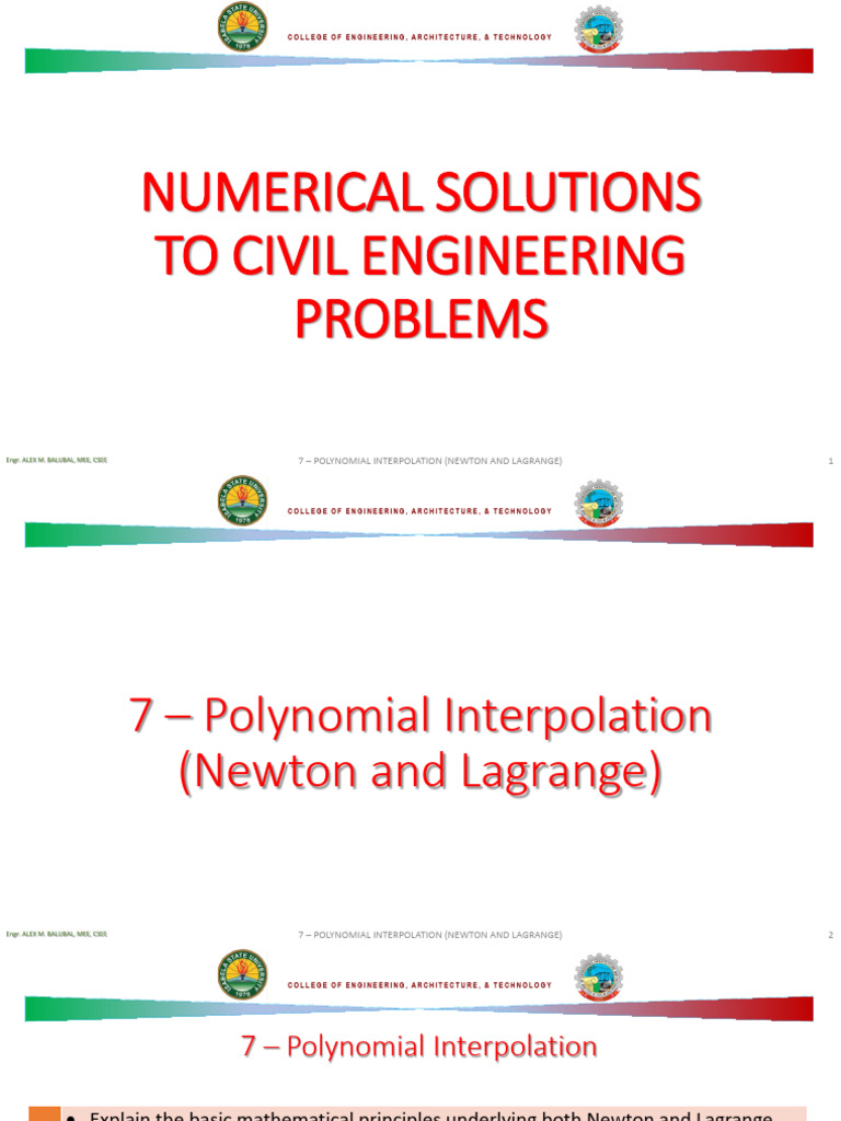NS 7 - Polynomial Interpolation (Newton and Lagrange) | PDF ...