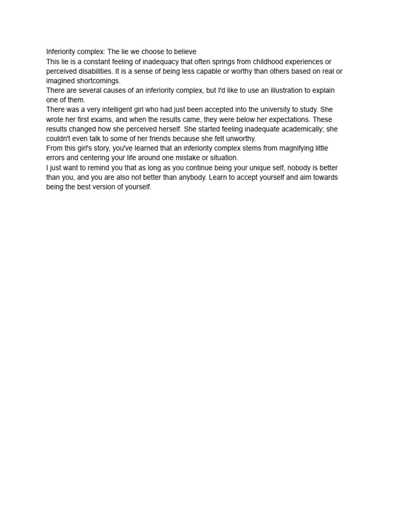 Inferiority Complex | PDF