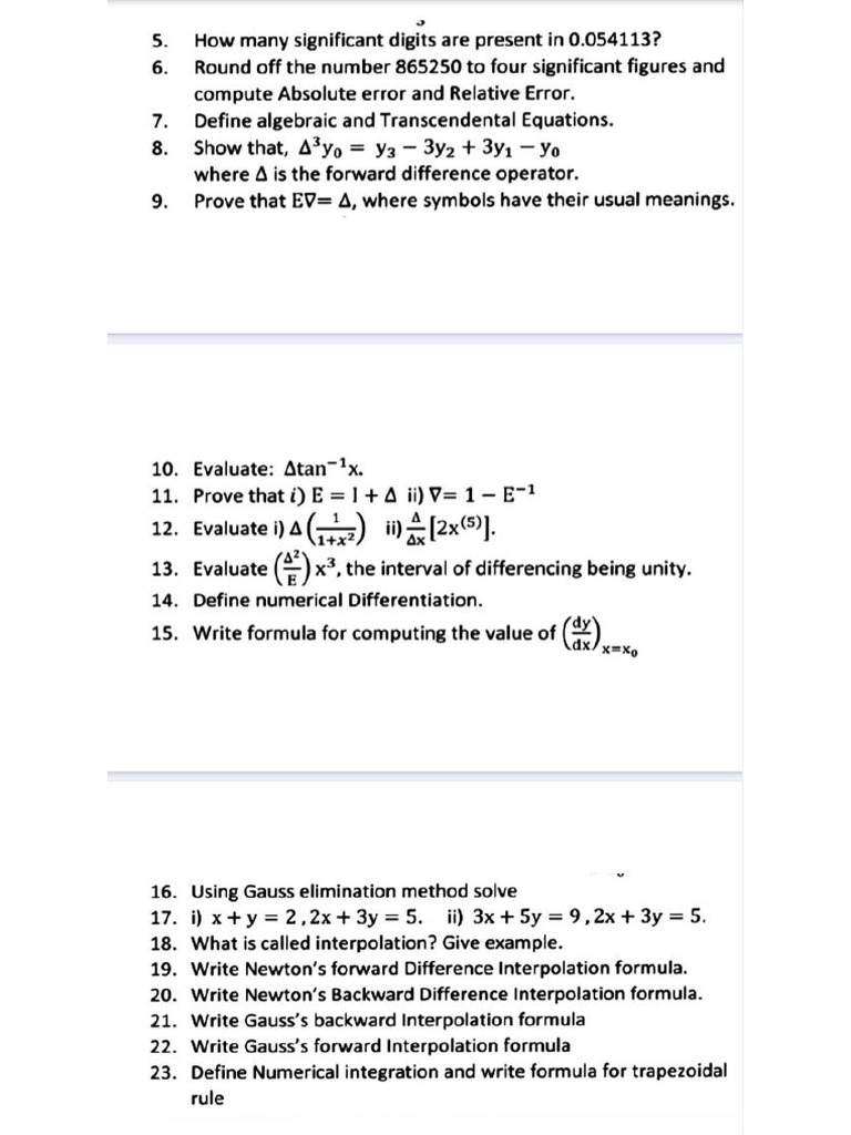 Numerical Analysis Important Questions | PDF