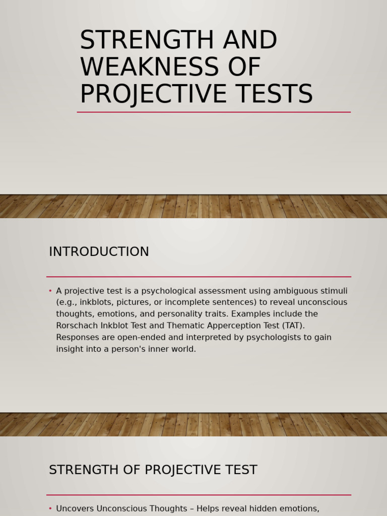 Strengths and Weaknesses of Projective Tests | PDF