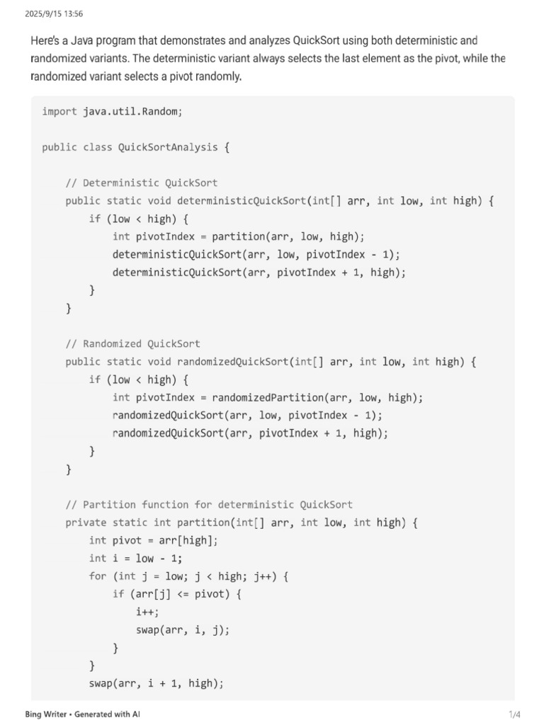 5. Quick Sort by Using Deterministic and Randomized Variant | PDF
