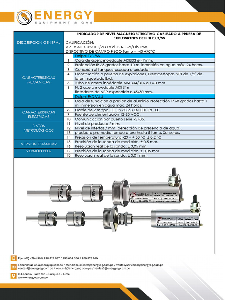 Sensor Nivel Magnetoestrictivo Exd/SS | PDF