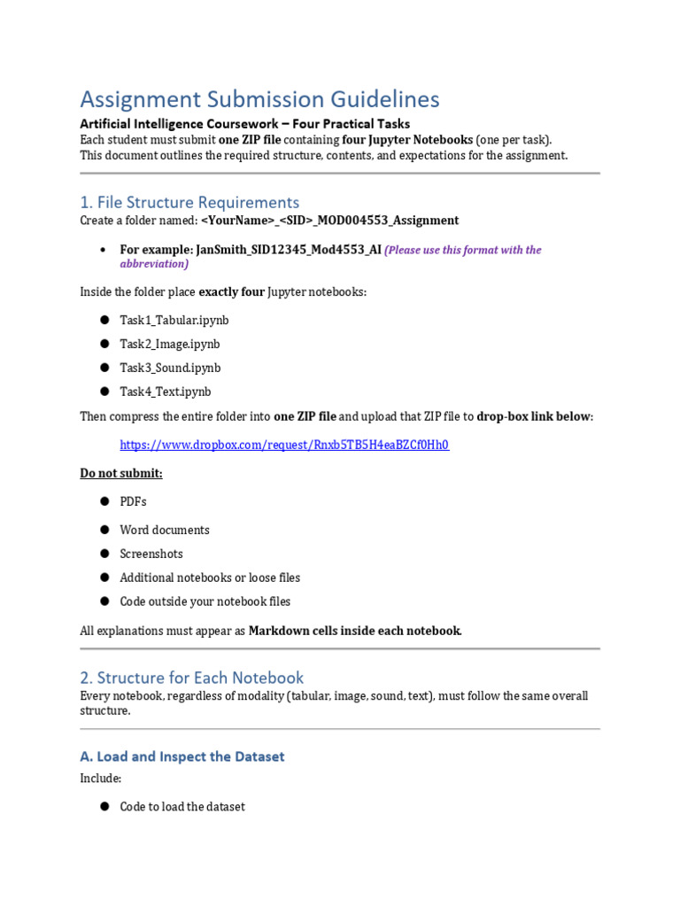 AI Coursework Submission Guidelines | PDF | Deep Learning | Information ...