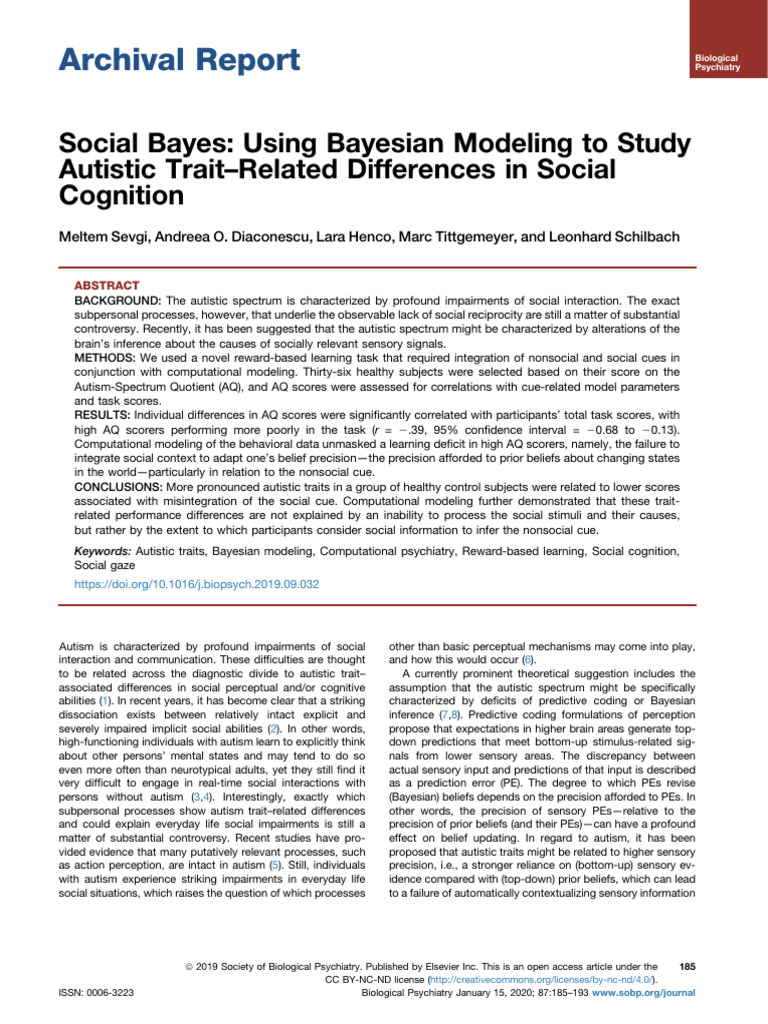 2020 - Social Bayes Using Bayesian Modeling To Study Autistic Trait ...