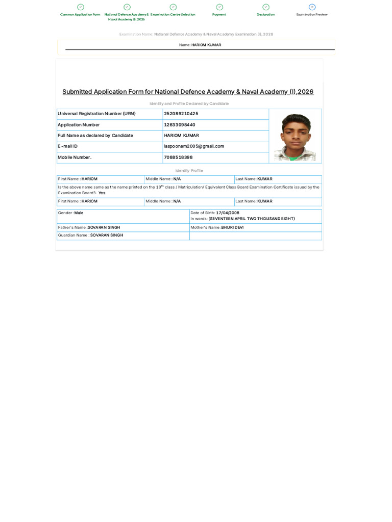 NDA & Naval Academy Exam Application 2026 | PDF