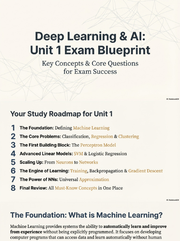 Deep Learning Unit 1 Exam Review | PDF