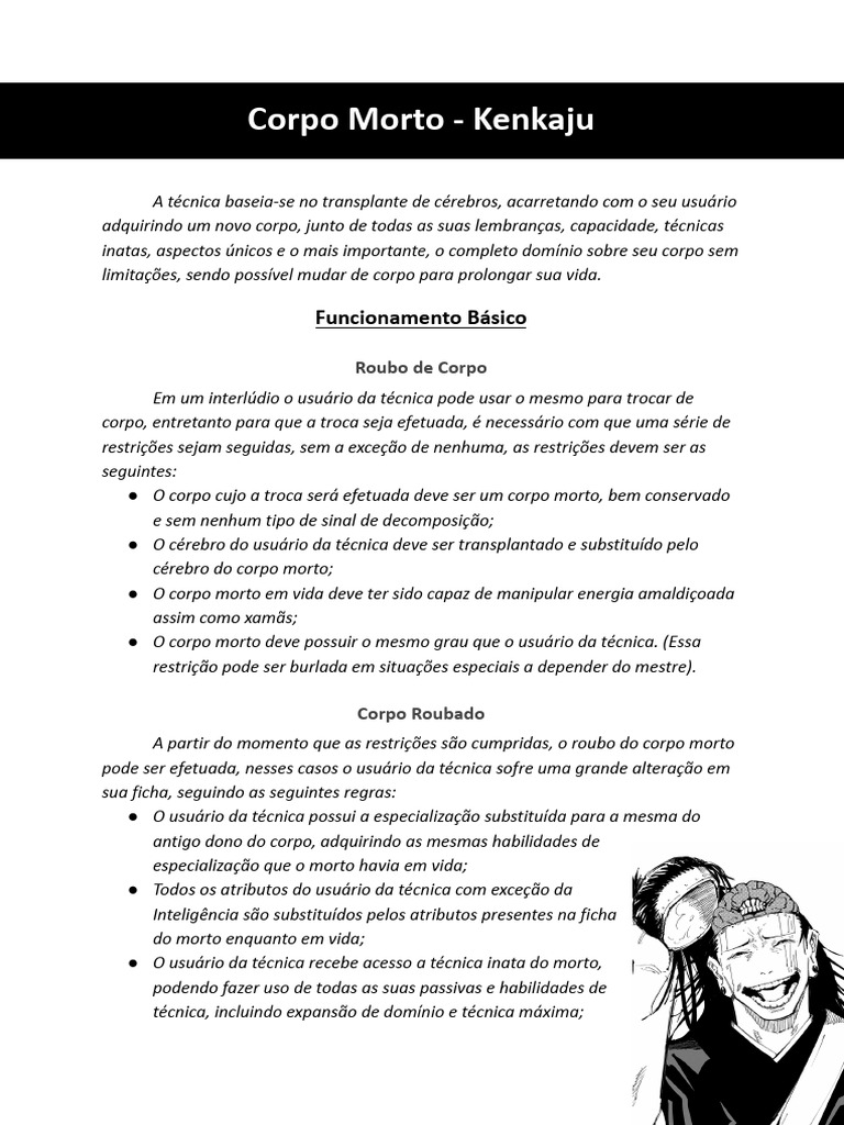 Técnica Corpo Morto: Transplante e Poderes | PDF | Vida | Morte