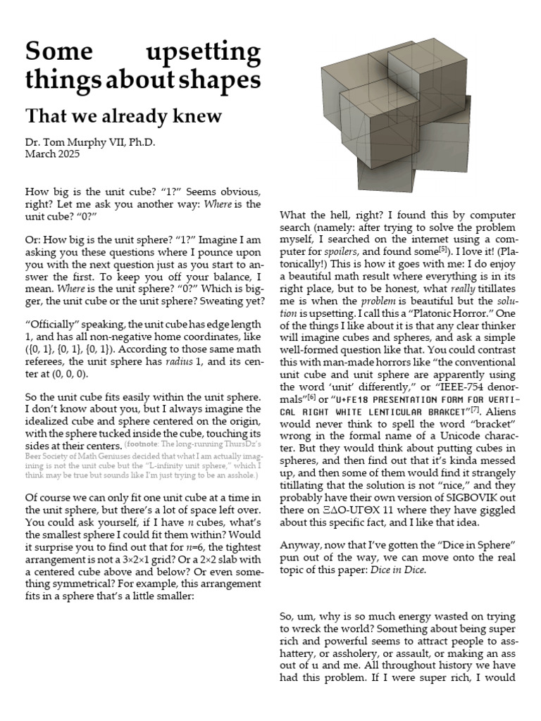 Exploring Shapes: Cubes and Spheres | PDF | Euclidean Geometry | Linear ...