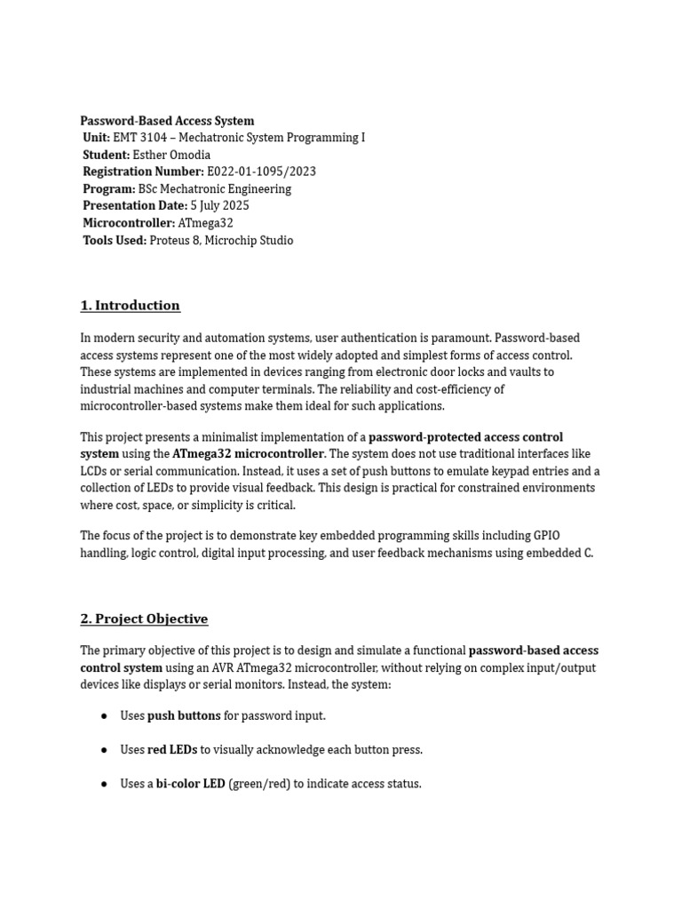 Password-Based Access Control System | PDF | Microcontroller | Embedded ...