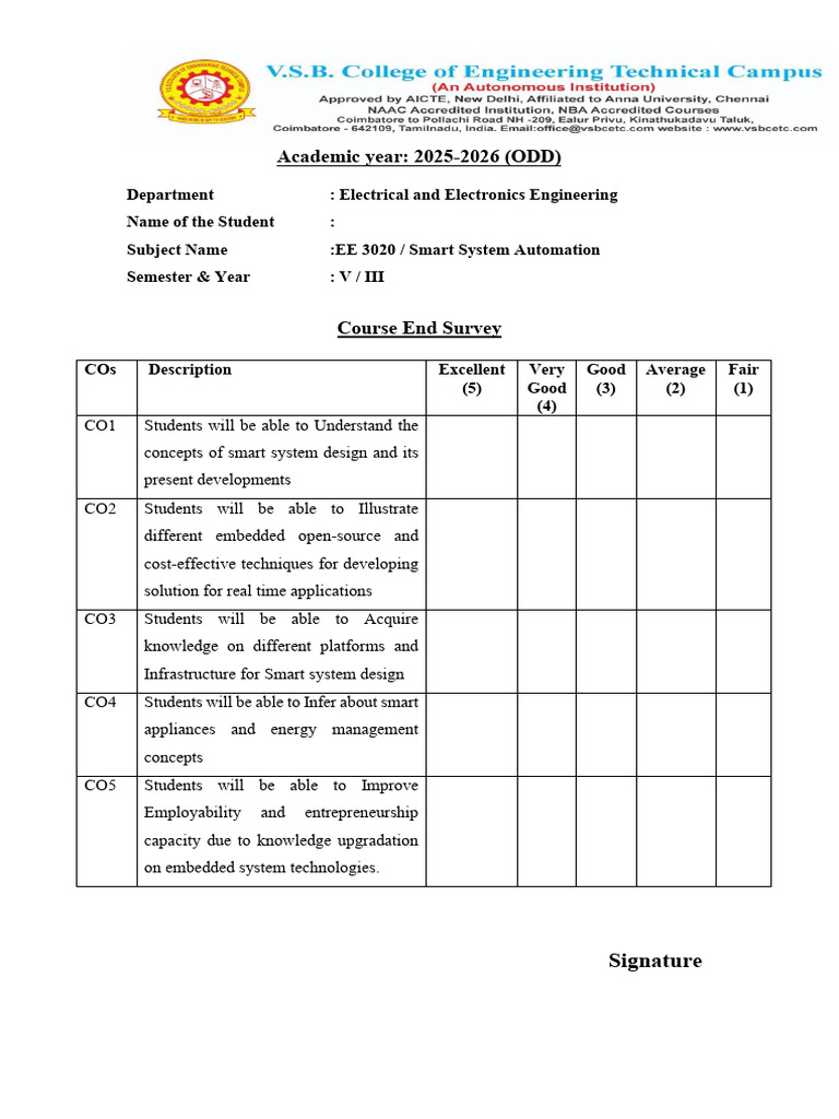 SSA Course End Survey | PDF