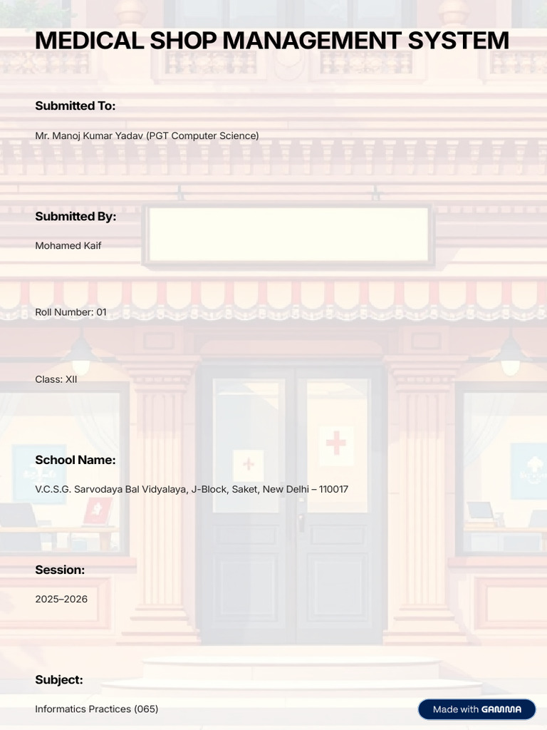 Medical Shop Management System Project | PDF | Databases | My Sql