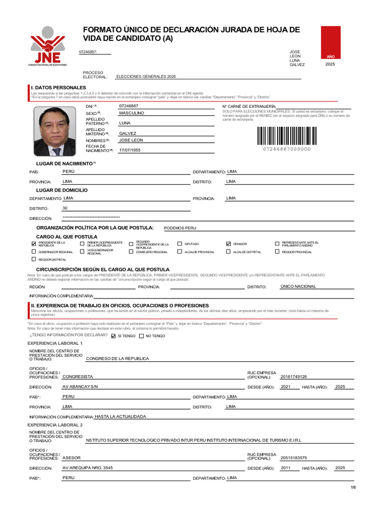 Formato de Declaración Jurada 2026 | PDF | Gobierno
