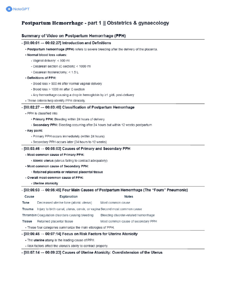 NoteGPT - Summary - ?????????? ?????????? - Part 1 - Obstetrics ...