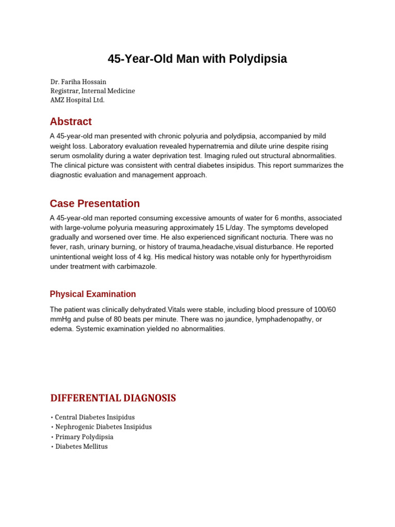 NEJM Modern Diabetes Insipidus | PDF | Diabetes | Dehydration