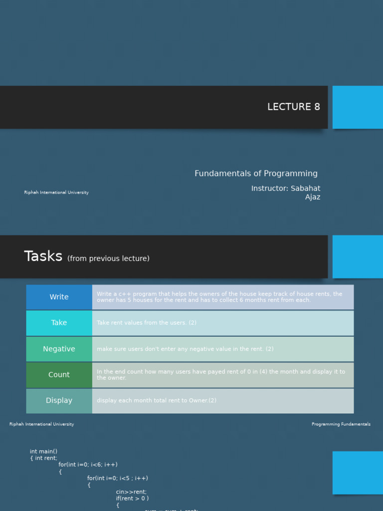 Lecture 8 - Programming Fundamentals (1) | PDF | String (Computer ...