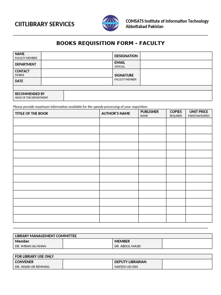 Book Requisition Form | PDF