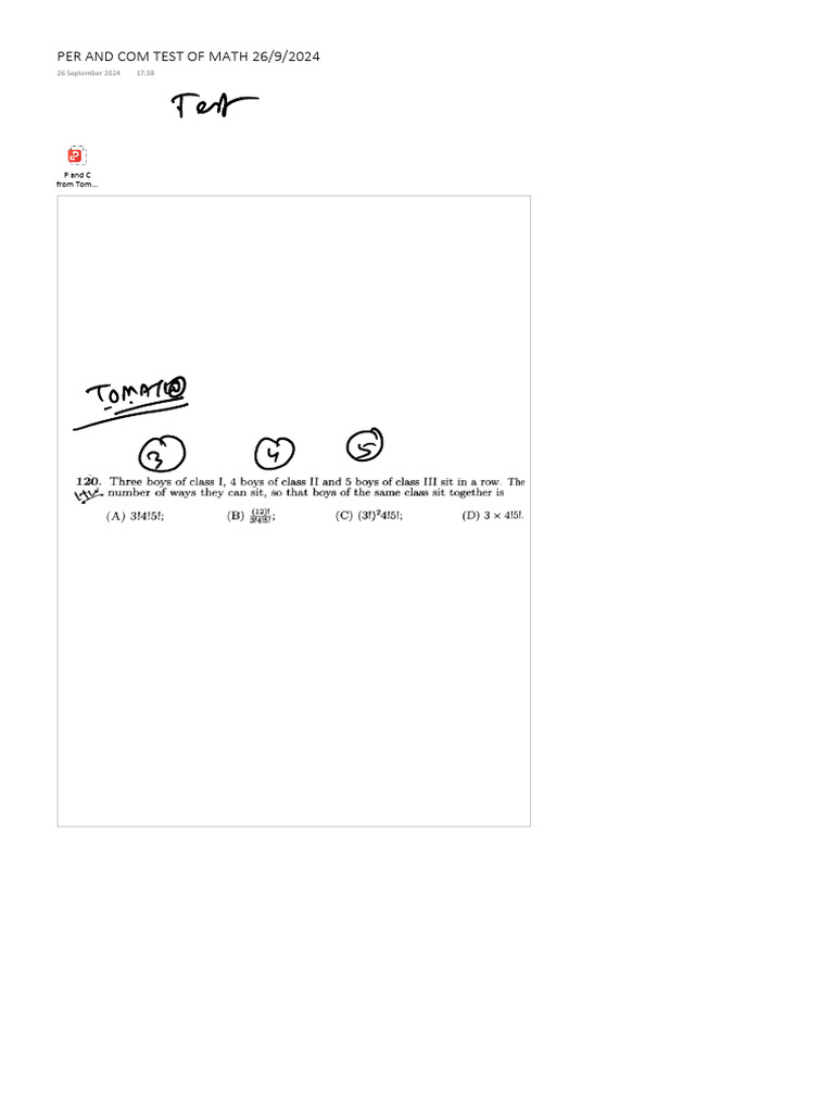 Per and Com Test of Math(560) | PDF
