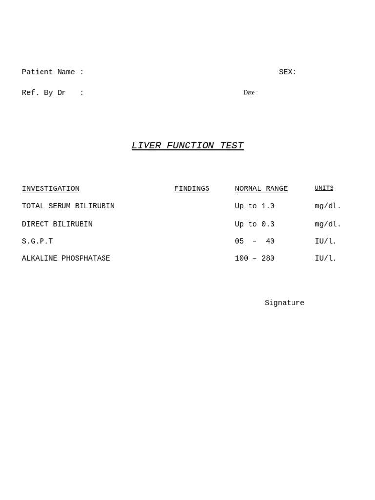 Liver Function Test Results Summary | PDF