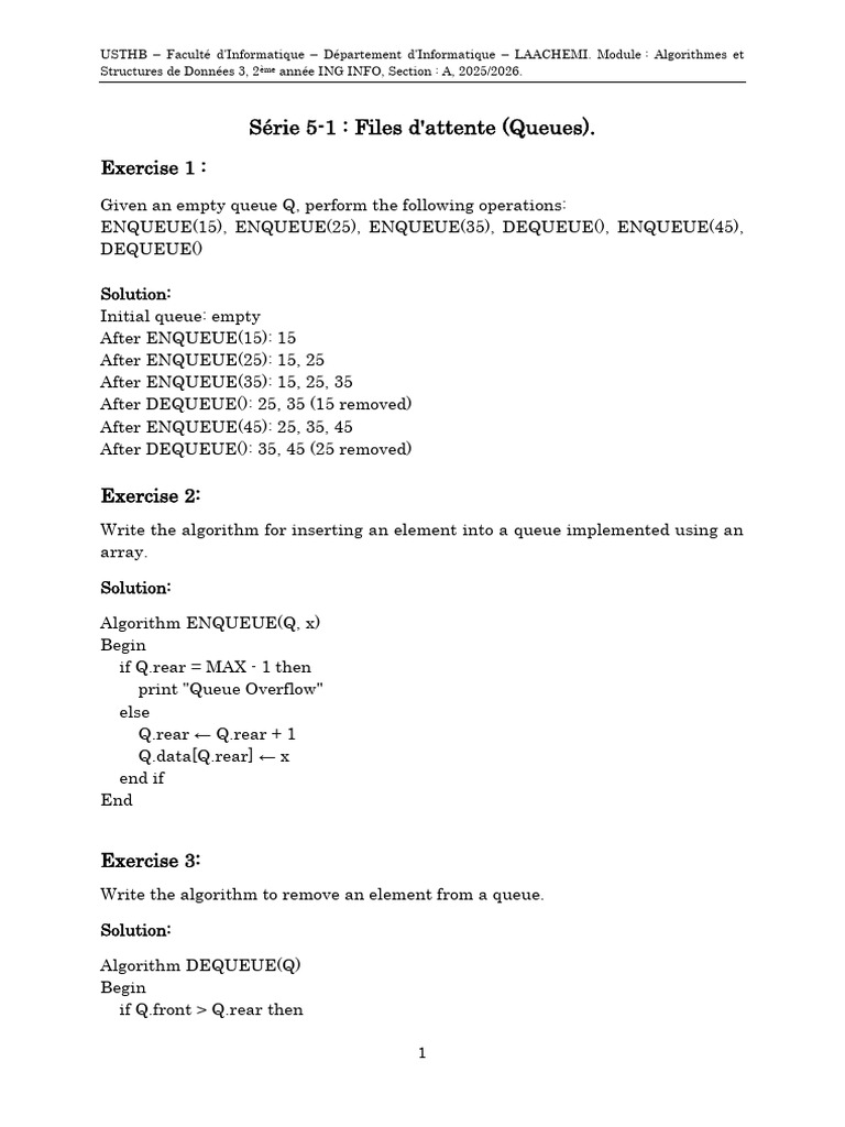 Exercices sur les Files d'Attente en Informatique | PDF | Génie ...