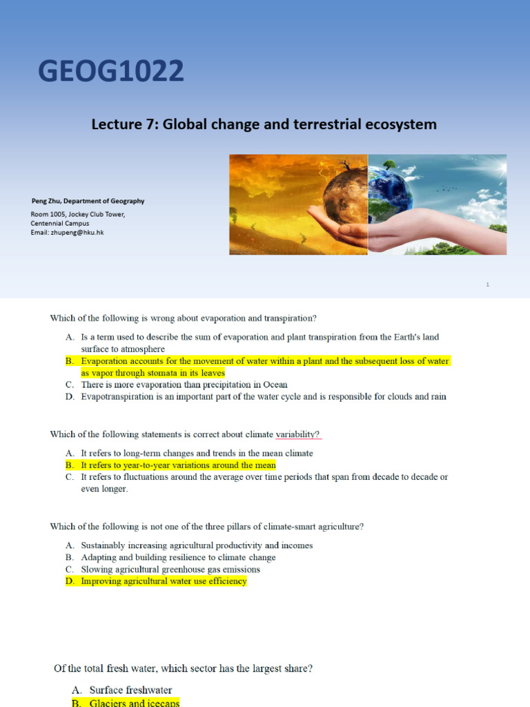 Lecture 7 Global change and terrestrial ecosystem (1) | PDF | Ecosystem ...