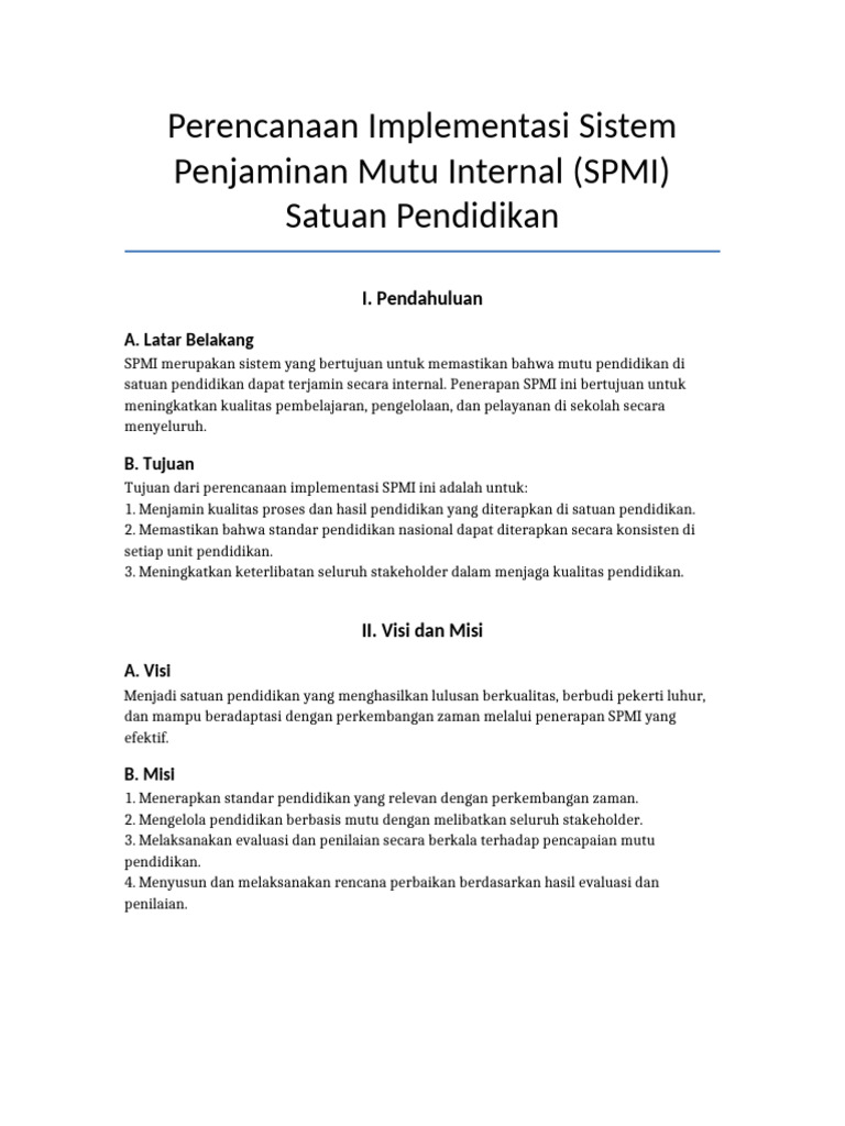 Implementasi SPMI untuk Mutu Pendidikan | PDF